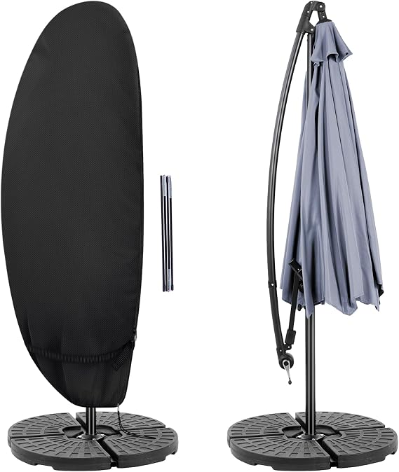 Patio Waterproof Umbrella Cover for 7.5-11.5 Feet, Black