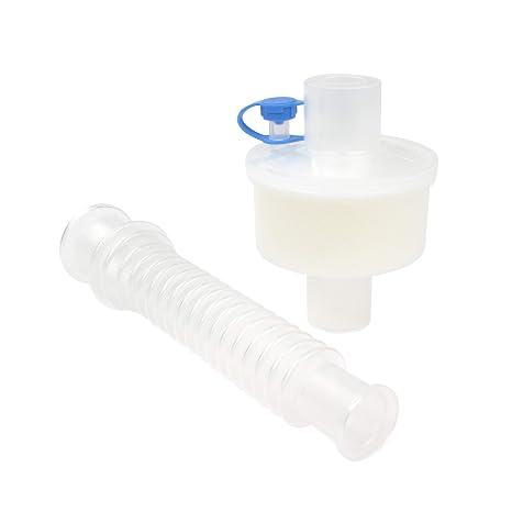 Dynarex Resp-02 HMEF 1000 Heat Moisture Exchanger with B/v Filter, Co2 Port, and Flex Tube, Clear, 30 Count