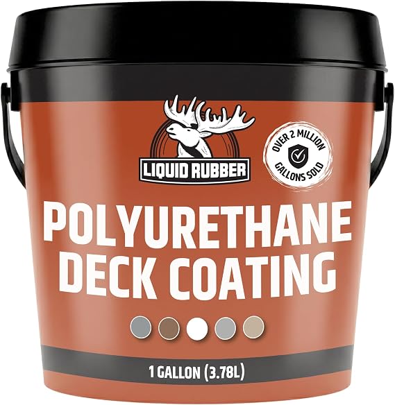 Liquid Rubber Polyurethane Deck Coating - Smooth, Misty Grey, 1 Gallon