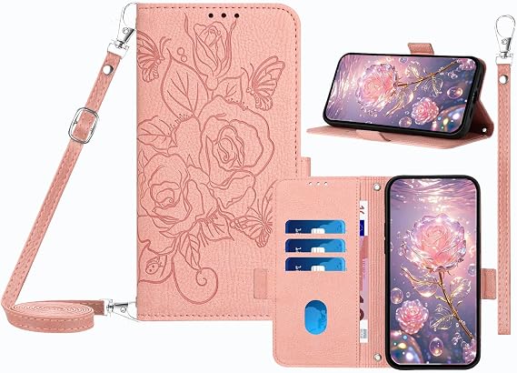 IVY OnePlus11 5G PU Leather Flip Cover Wallet Case [Rose][Wrist & Shoulder Strap][Card Holder][Kickstand] for OnePlus 11 5G Case - Pink