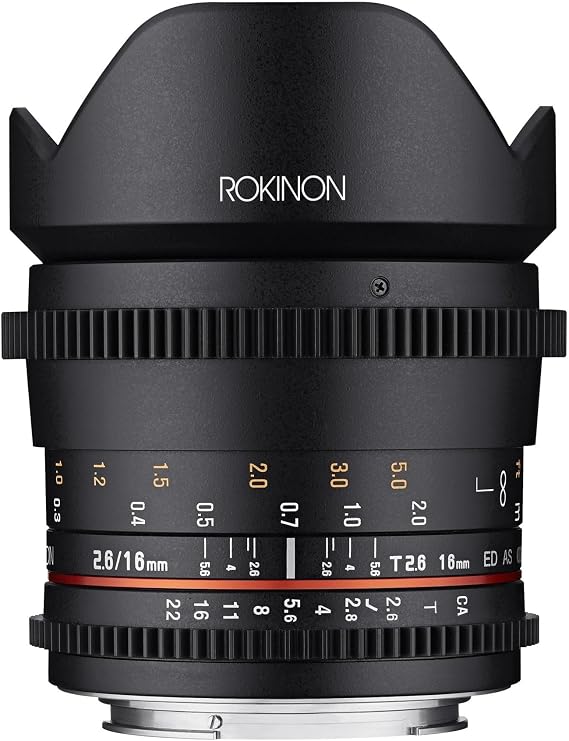 Rokinon 16mm T/2.6 Full Frame Cine Wide Angle Lens for Micro Four Thirds MFT, Black (FFDS16M-MFT) | Cinema lens provides smooth manual focus and consistent optical performance for professional video production.
