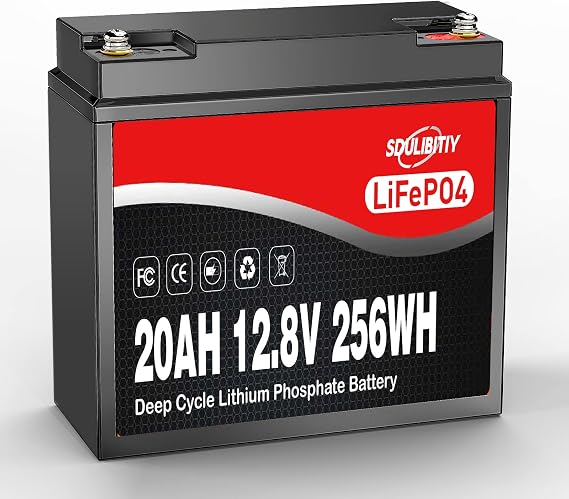 12 Volt 20Ah Lithium Battery LiFePO4 12V LiFePO4 Battery 2000+ Deep Cycle Rechargeable Built-in BMS Battery Perfect for Kids Scooters, Fish finder, Solar, Off-Grid Applications