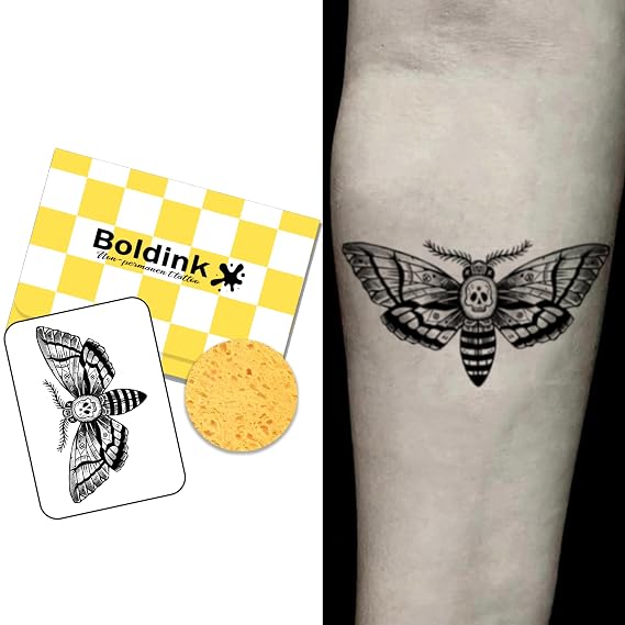 Moth Semi Permanent Tattoos for Adults Realistic Fake Tattoo Waterproof
