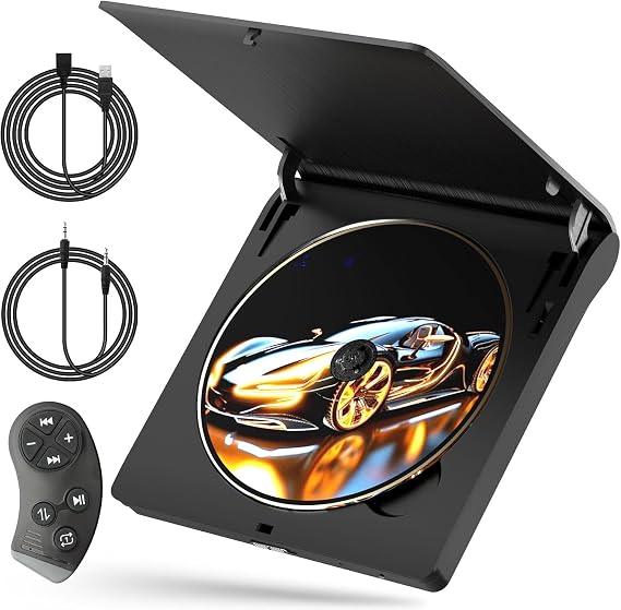 Cd Player for Car - External Car CD Player with Steering Wheel Remote, Plug & Play USB/AUX Connection, Portable CD Player for Cars, Anti-Shock Noise Reduction, Hidden Cable Storage