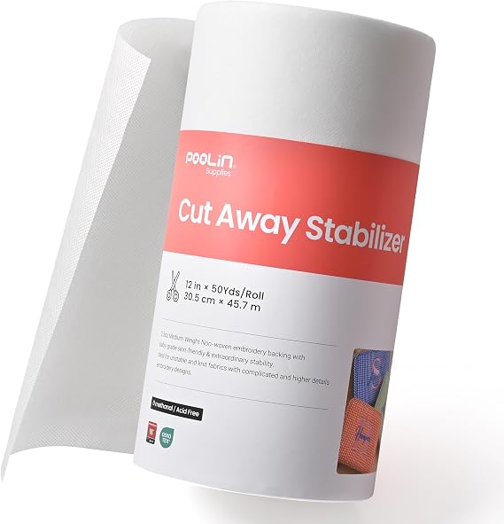 Poolin Cut Away Machine Embroidery Stabilizer Backing 12" x 50 Yards Roll