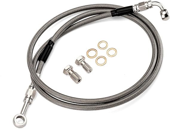 Mofun 52" Brake Line Stainless Steel Non-ABS Fit for Harley Softail Dyna