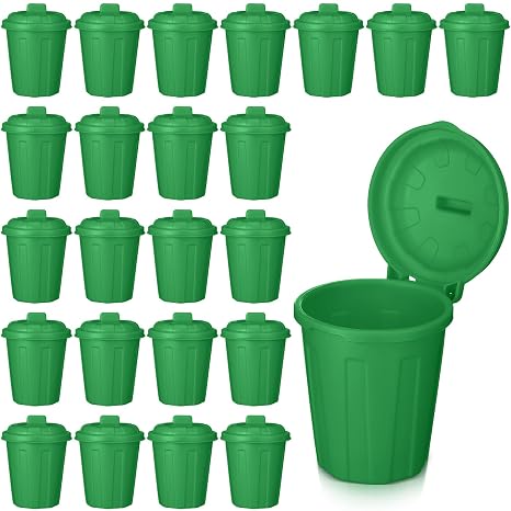 Zubebe 24 Pcs Green Mini Trash Can Desk Mini Toy Garbage Can Party Favor