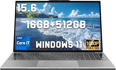 2025 Latest 15.6 Laptop Compatible with Windows 11, i7-6500U Processor, 16GB RAM, 512GB SSD, 1080p FHD Display, Backlit Keyboard, WiFi5, Bluetooth5, Fingerprint, Webcam, Mini-HDMI, TF Card Slot, Grey