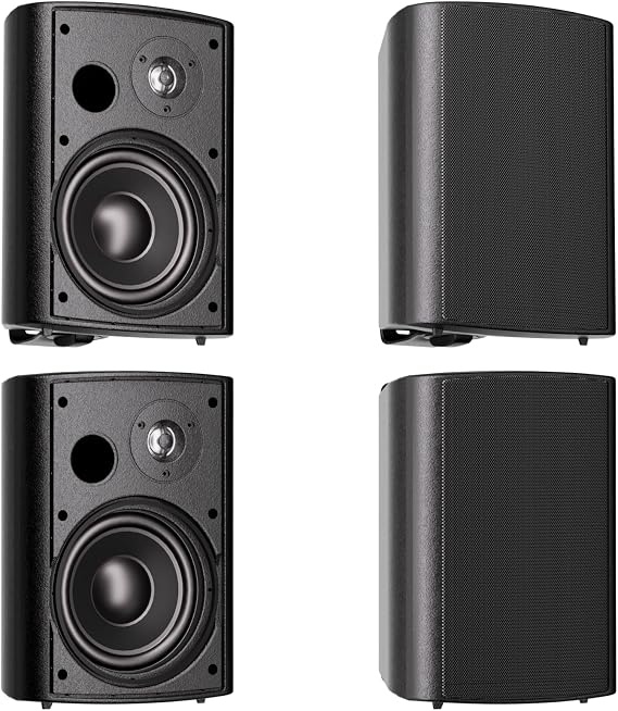 Herdio 6.5 Inches Outdoor Speakers Wired Waterproof Passive,Wall Mount Speakers with 800 Watts Powerful Bass for Home Patio Garden Covered Deck,All-Weather Durability,Black(2 Pairs)
