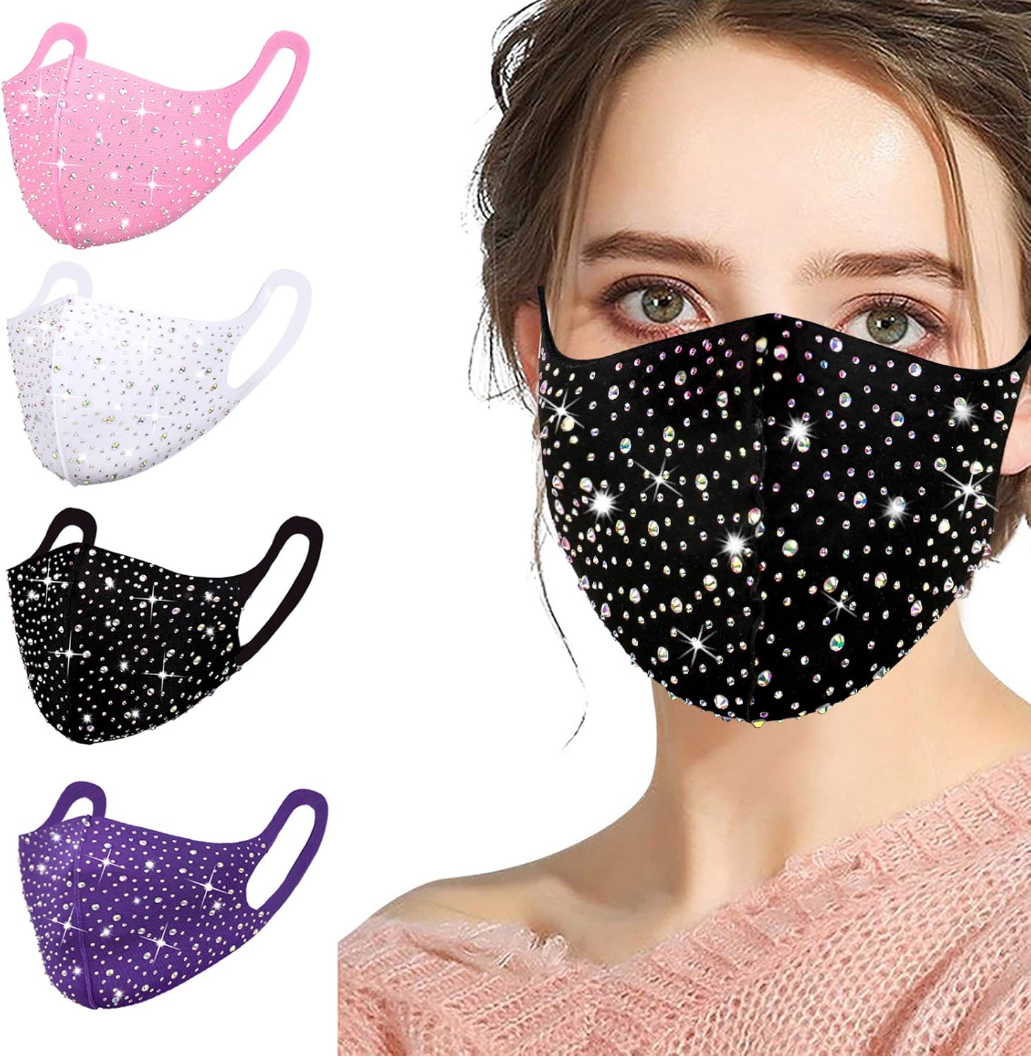 Reusable Cloth Women Face Mask, Washable Breathable Designer Cotton Layer Fabric Fashionable Adjustable Ear Loops Pretty Floral Mouth Covering mascarilla for Adult Man Gift Outdoor Activities