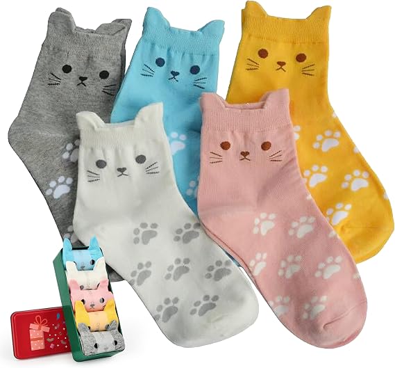 Jeasona Womens Cute Cat Animal Socks Gifts for Women Wife Mom