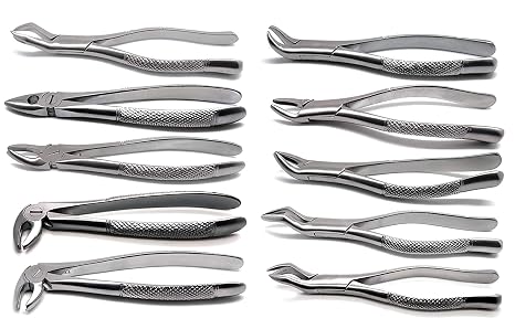 Dental Forceps 23, 65, 150, 151, 88L, 88R, Md1, Md2, Md3, Md4 Lower Upper Molar Incisors Teeth Extraction 10 Pcs Instruments