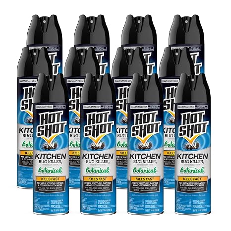Hot Shot Kitchen Bug Killer 14 Oz, Contains Botanical Insecticides, 12 Pack
