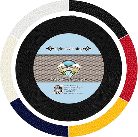 Country Brook Design - 1 Inch Lite Weight Nylon Webbing - 6 Vibrant Colors