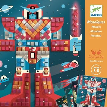 DJECO Space Battle Sticker Mosaic Kit - Craft Your Own Space Battle Scene for School or Gifts - Fun & Creative for Family & Friends, Boys & Girls, Mosaic Art Craft Kit for Kids 5+ Multi