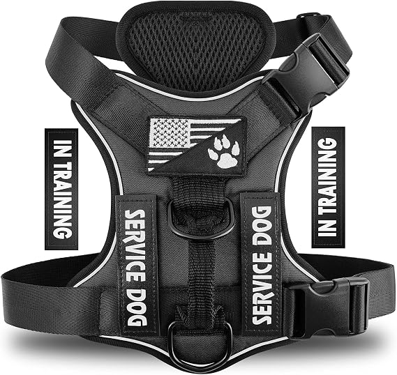 Service Dog Harness, Reflective Dog Vest Harness with 5 PCS Patches, Adjustable Soft Oxford Pet Harness, Inner Layer Mesh, Easy to Control for Dogs