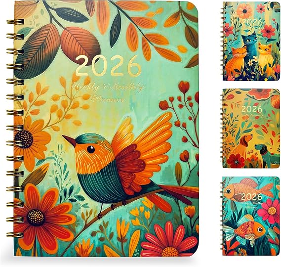 2026 Academic Planner, Jan. 2026 Dec. 2026 Happy Planner, A5(6.3" x 8.5") Weekly And Monthly Calendar Planning Book, Hardcover Daily Agenda Book With Tabs, School Organizer For Student Teacher (A)
