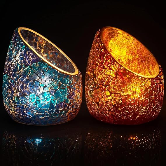 Votive Candle Holder Set, 2PC Mosaic