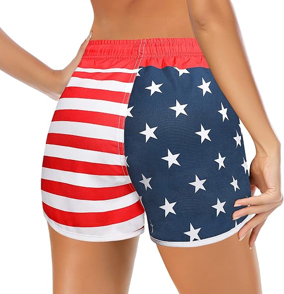 Women's Swim Shorts with Liner Summer Floral Board Shorts with Pockets Drawstring Swimwear Casual Beach Bottoms