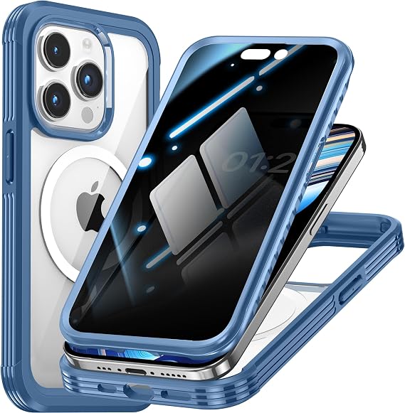 Magnetic Privacy Screen Case for iPhone 15 Pro Max Full Body Protection