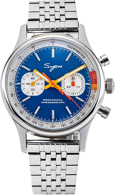 Sugess Chrono Hertiage SUCHP007S Stainless Steel Band ST1901 Mechanical Chronograph Mens Wrist Pilot Watch Seagull 1963