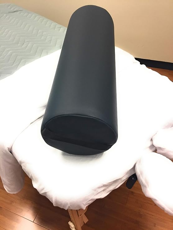 NRG Jumbo Full Round Massage Bolster - Extra Large Massage Table Pillow Cushion - Multi-Purpose Positioning Bolster with Carrying Strap - CFC Free Foam, NaturSoft Vinyl - 8 x 26 inches - Color: Agate