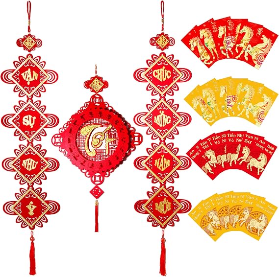 TET Decorations 2026 Vietnamese with 24 Red Envelopes Vietnamese Lunar New Year Decorations