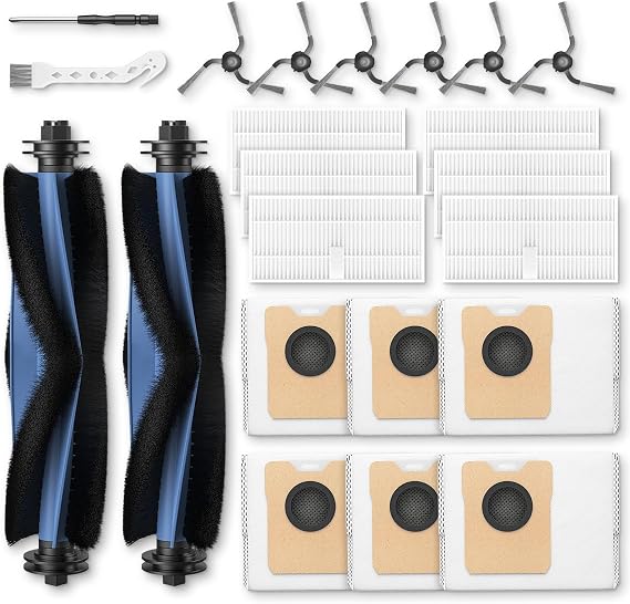 C10 Accessories for eufy C10 Robot Vacuum, 22 Pack Replacement Parts Include: 2* Main Rolling Brush, 6* Washable Filter, 6* Side Brush, 6* Dust Bag, 2* Cleaning Tool
