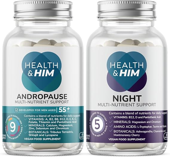 Health & Him Andropause 55& Night Supplement for Men, 30 Day Supply