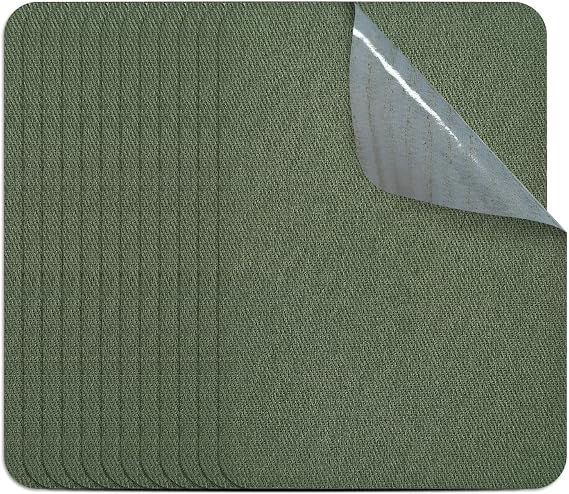 12PCS Fabric Iron on Patches 100% Cotton Repair Patch for Clothes Pants Mending and Decorating (Army Green)
